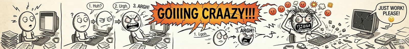 Comic strip from meltdown to GOING CRAZY